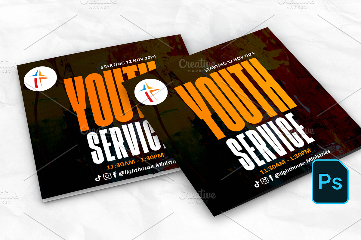Youth Service Flyer, a Social Media Template by Transly Graphics
