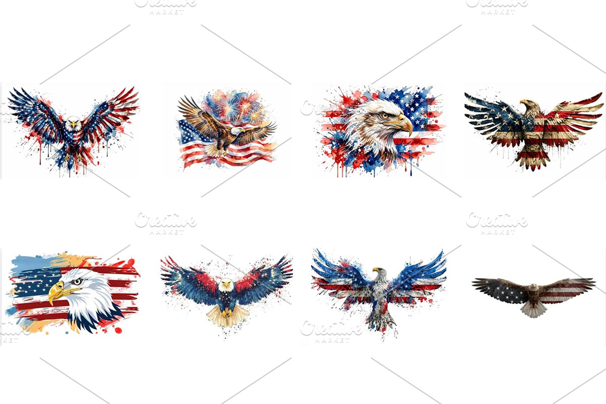 Eagle Clipart Patriotic 4th of July, an Animal Illustration by VetalStock (Photo 2 of 3)