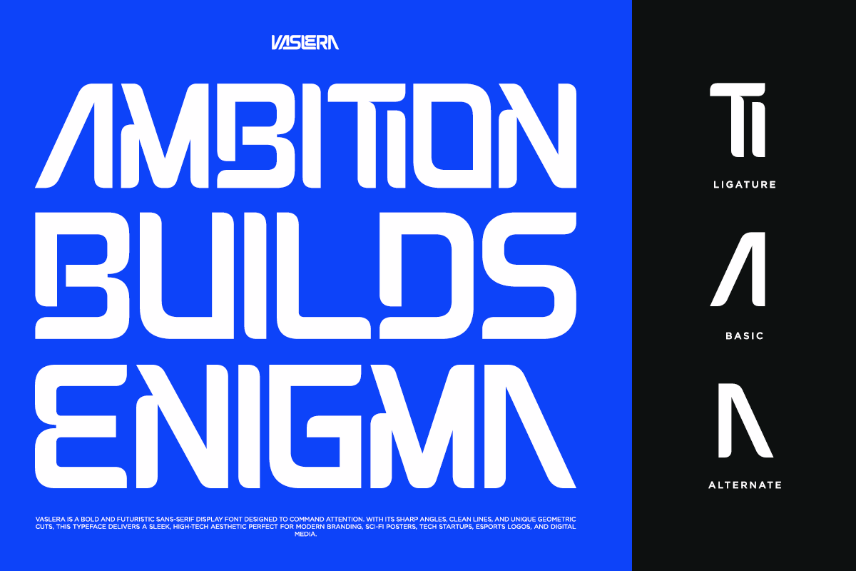 Vaslera - Futuristic Tech Sans Font, a Sans Serif Font by Say Studio (Photo 2 of 10)