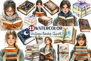 Watercolor Books Clipart, an Illustration by Rose Art (Thumbnail 1 of 4)