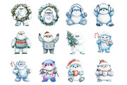 Christmas Cute Yeti Clipart, an Illustration by Design Market (Thumbnail 3 of 3)