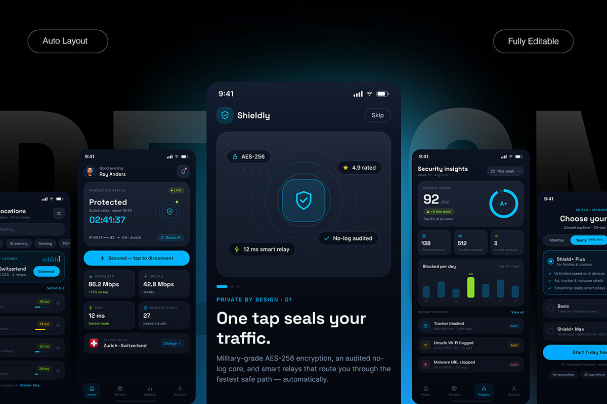Smart Privacy & VPN App UI Kit, an UI Kit Template by Pitchlook.Studio (Photo 3 of 4)