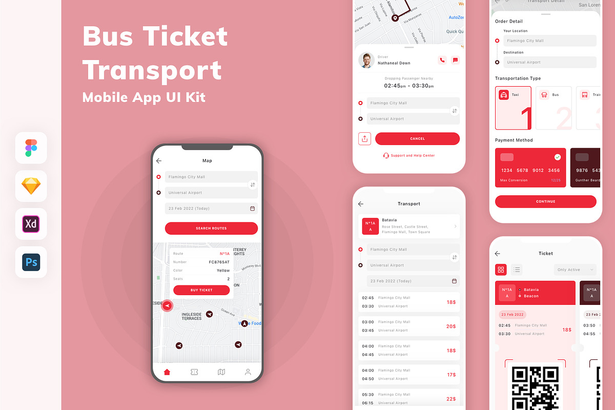 Bus Ticket & Transport App UI Kit, an UI Kit Template by uicube