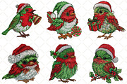 Santa Whimsical Bird Clipart, an Illustration by Black Bird Studio (Thumbnail 5 of 6)