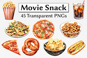 Movie Snack Watercolor Clipart, a Food Illustration by milkghost (Thumbnail 1 of 2)