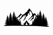 silhouette camping tent mountain, an Illustration by Amazin_art (Thumbnail 2 of 17)