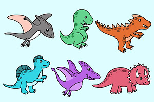 30 Cute Dinosaurs Fossil Cartoon