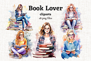 Watercolor Bookworm Clipart, a Person Illustration by Mash Mash Stickers (Thumbnail 1 of 9)