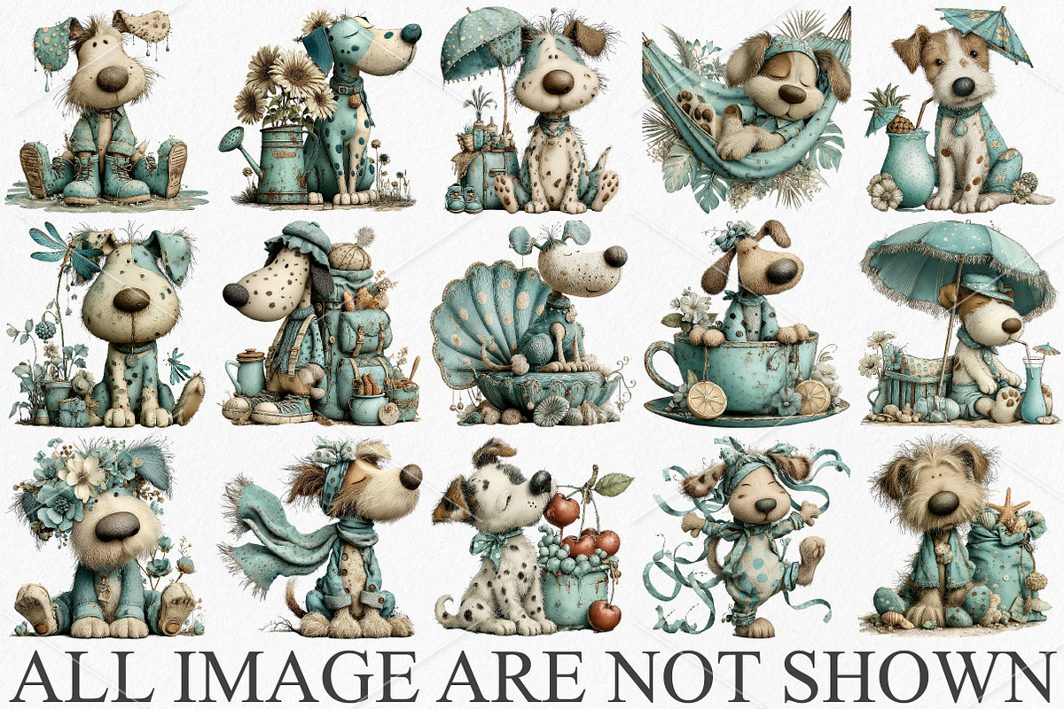 Whimsical Summer Dogs Clipart Bundle, an Illustration by Canvas Craft (Photo 4 of 7)
