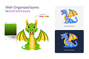 Dragon Vector Set, an Emoji Icon by Vectors Market (Thumbnail 3 of 5)