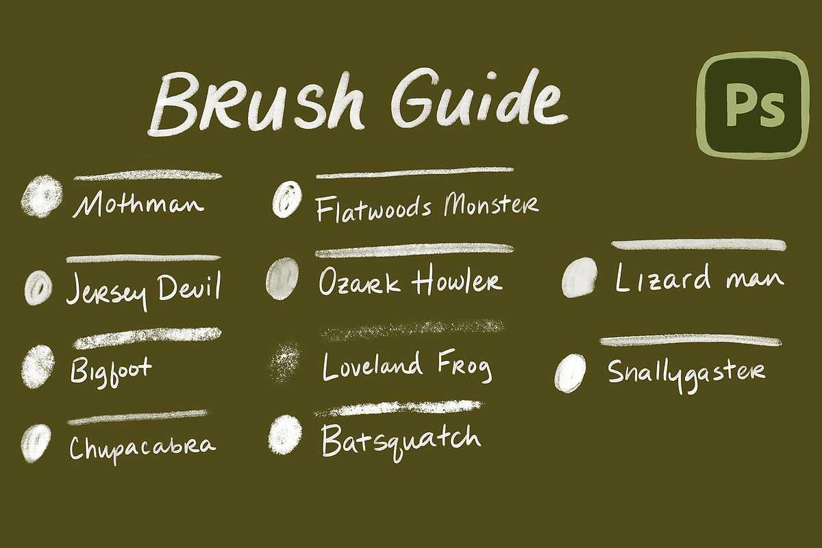 Cryptids Brush Pack (Photoshop), a Brush Add-On by studio.pancz (Photo 2 of 2)