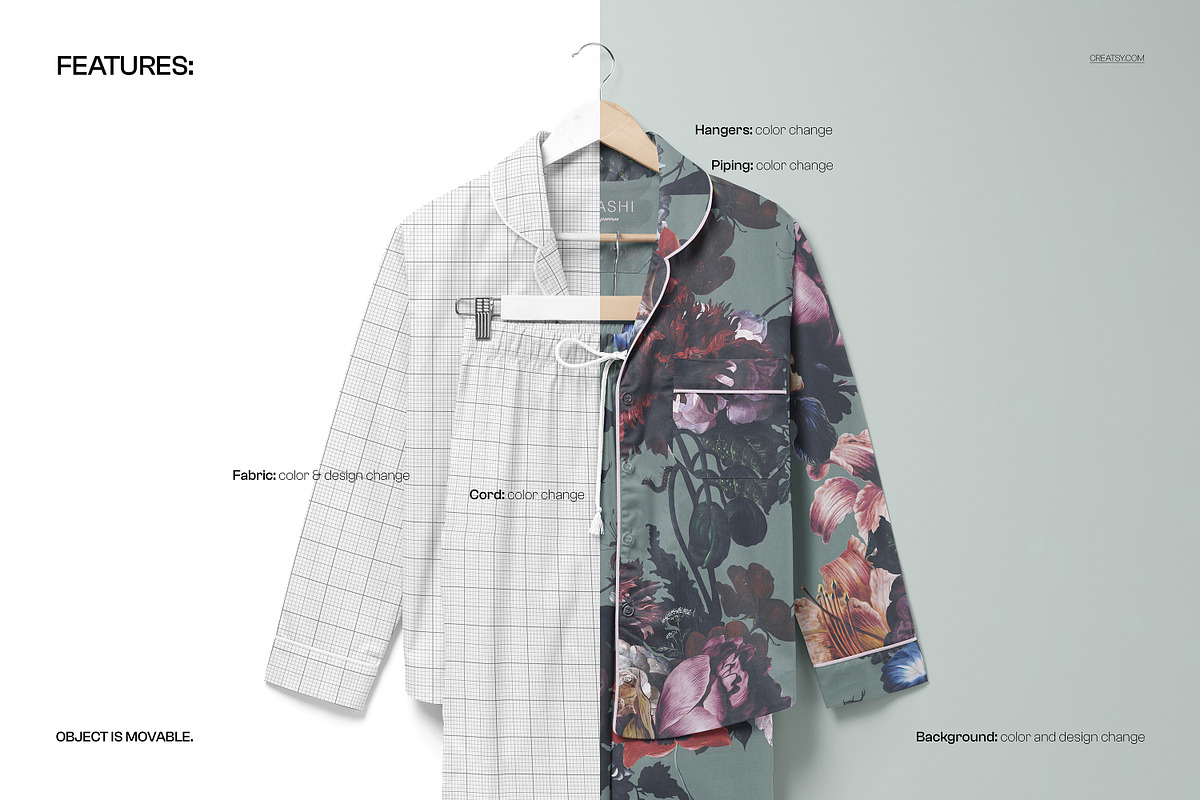 Long Sleeve Pajama Set Mockup, a Shirt Mockup by creatsy5 (Photo 3 of 10)