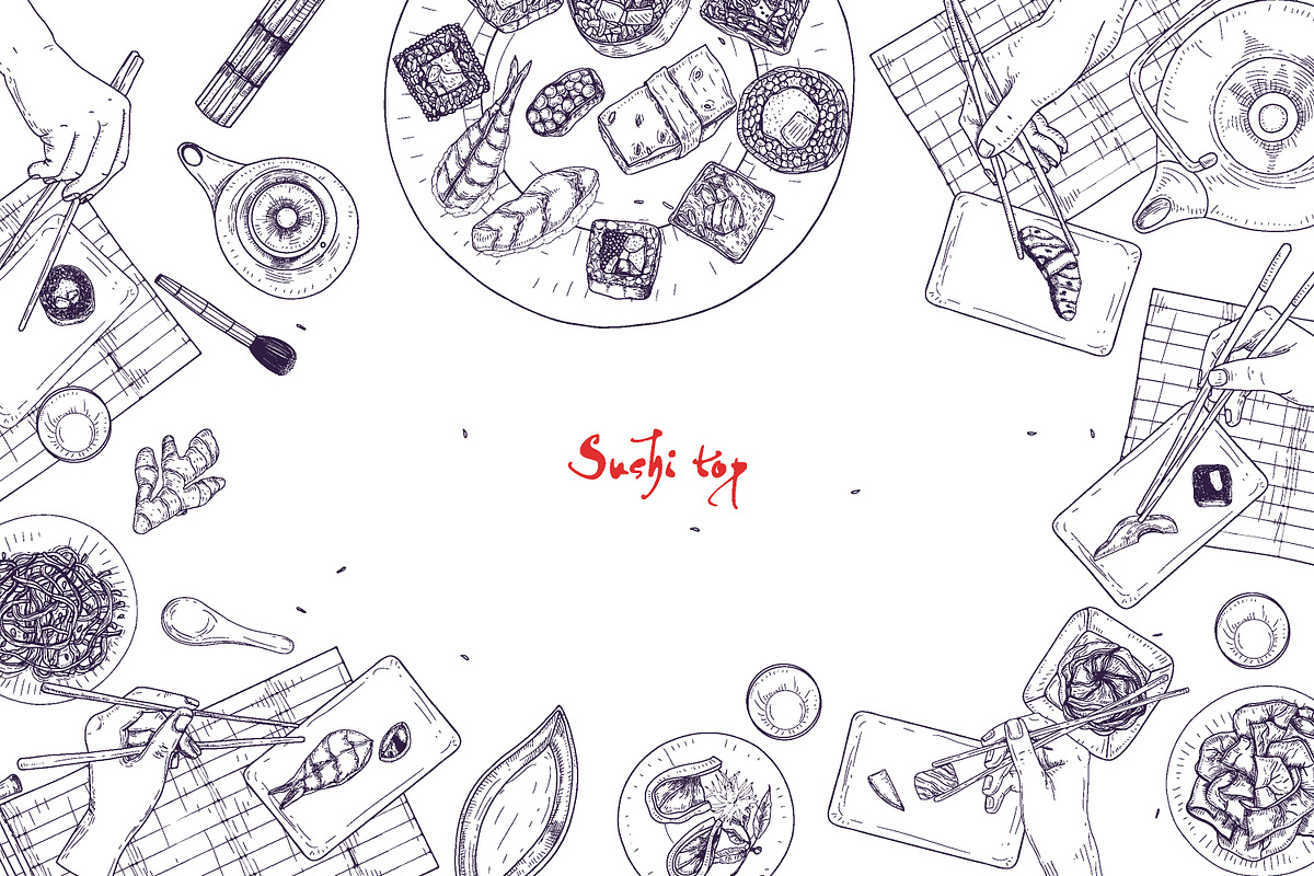 Sushi, hand drawn bundle, a Food Illustration by Good Studio (Photo 5 of 32)