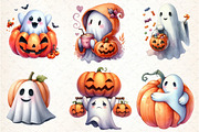 Cute Funny Ghost Pumpkin Halloween, an Illustration by DreamCafeArt (Thumbnail 3 of 5)