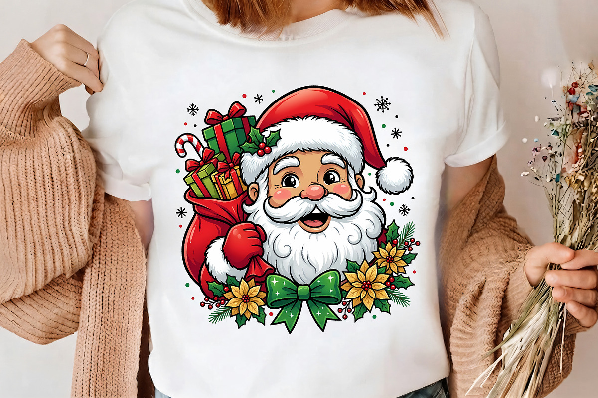 Vintage Santa Gift Sack Flower PNG, a Seasonal Illustration by CrexoraLab (Photo 4 of 4)