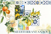 Mediterranean citrus tile watercolor, a Decorative Illustration by Yuliya Derbisheva (Thumbnail 2 of 15)
