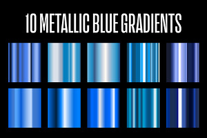 10 Metallic Blue Gradients .AI
