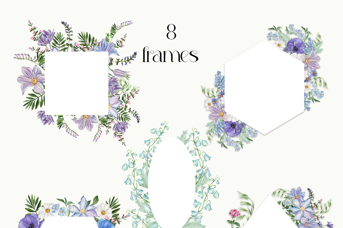 Dusk Blue Watercolor Florals, a Decorative Illustration by Catch the Dream Art (Photo 5 of 12)