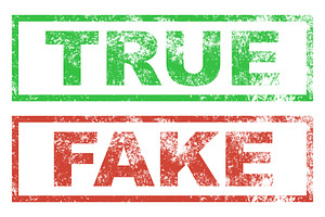 True green and fake red stamp sign set, an Object Graphic by Vapi