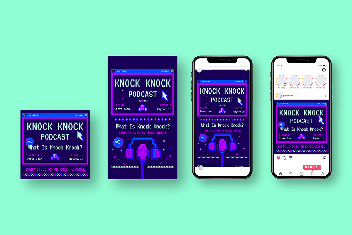 Pixel Blue Podcast Flyer, a Flyer Template by herutage (Photo 2 of 4)