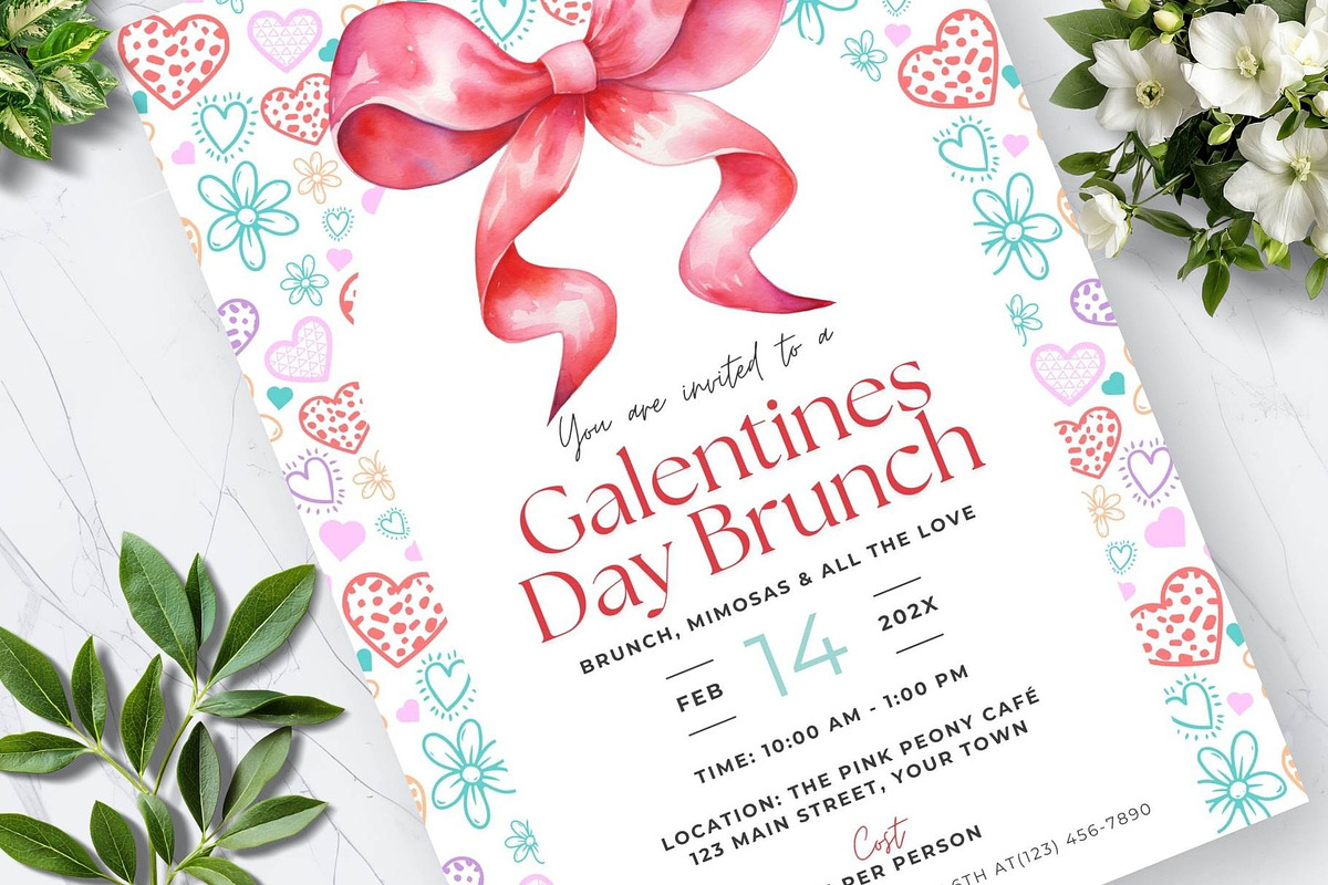 Galentines Day Brunch Invite & Menu, an Invitation Template by Tracia Creative (Photo 3 of 7)