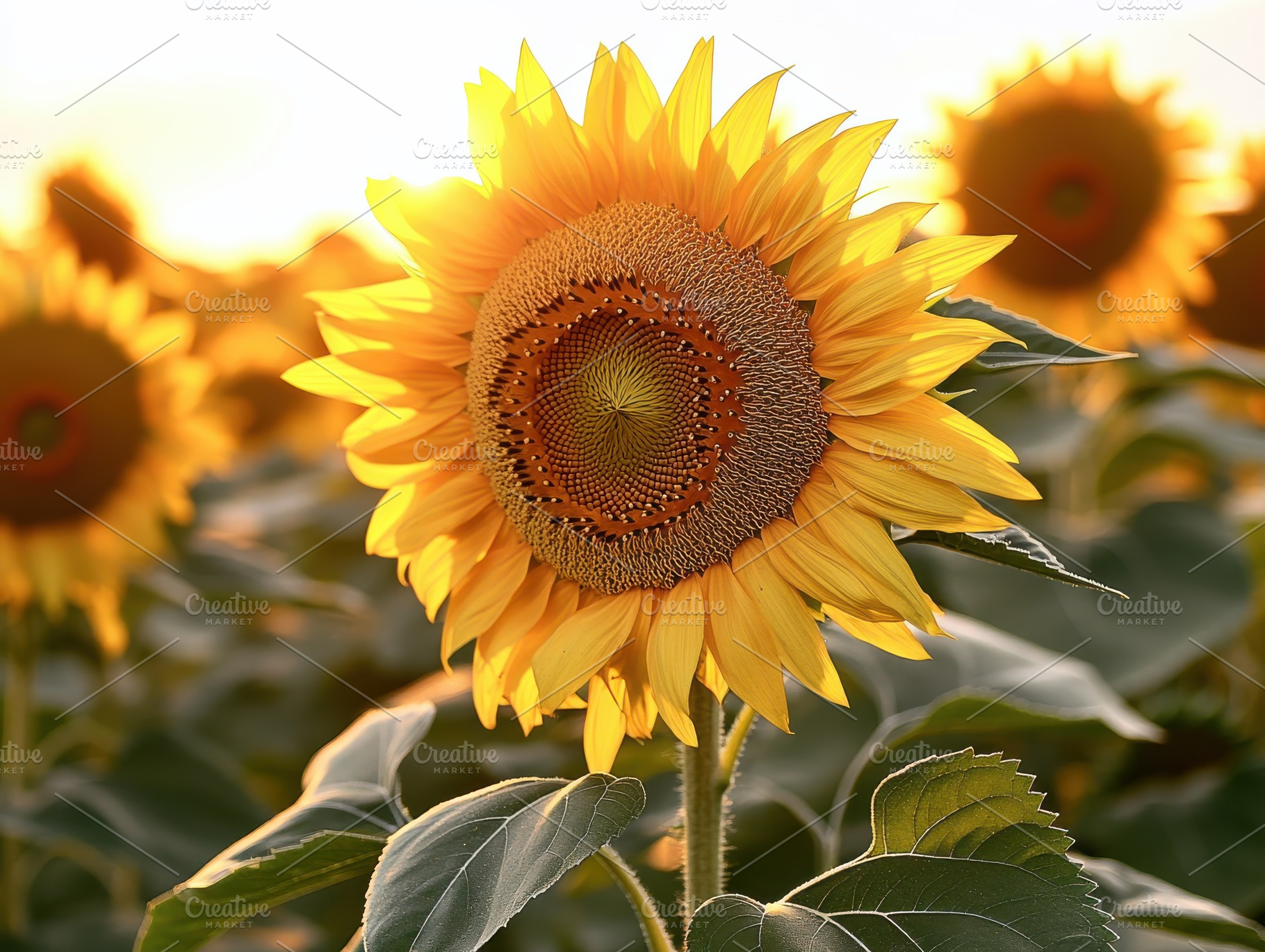 Golden Hour Sunflower Field, a Nature Photo by Virgo Studio