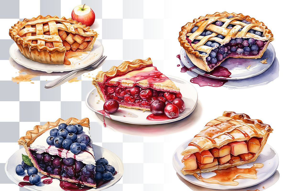 10 Fruity Pies Clipart, an Illustration by Loony Dream Designs (Photo 2 of 4)