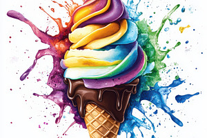 Ice cream cone with chocolate and ra, a Food & Drink Photo by Pixeness Studio