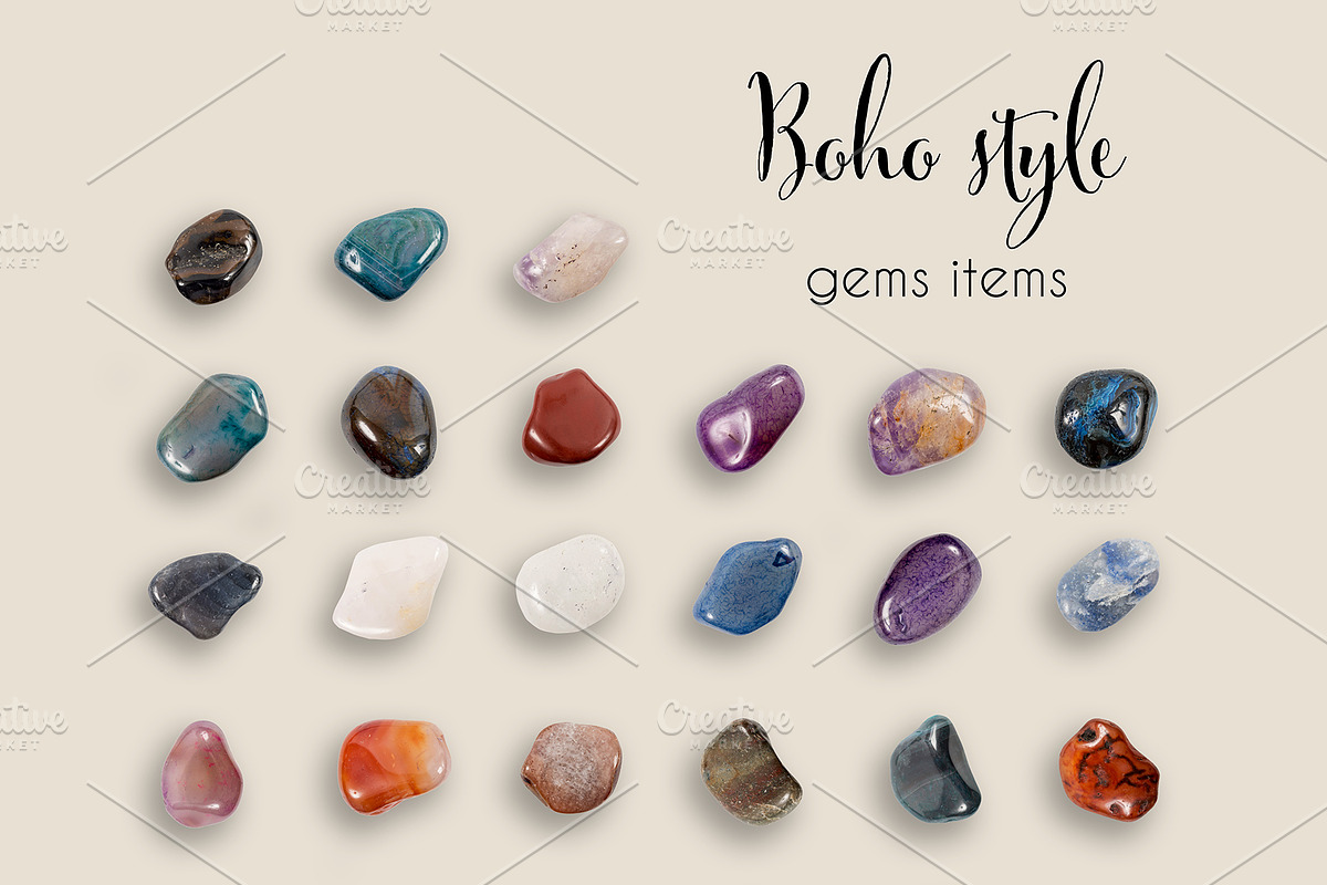 Boho style: gems items scene creator, a Product Mockup by Big Bundles Shop (Photo 3 of 3)