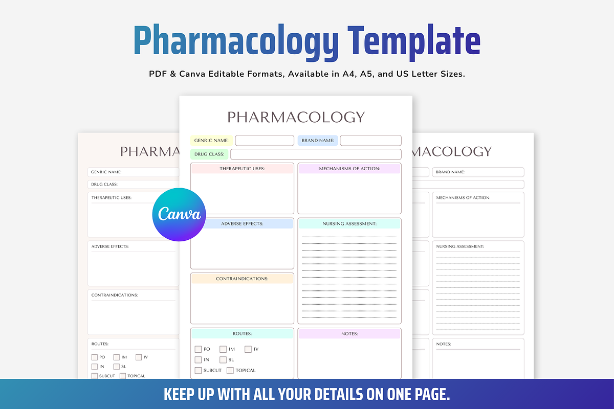 Canva Pharmacology Nursing PDF, a Stationery Template by Snapybiz (Photo 1 of 11)