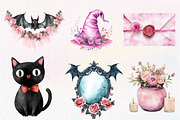 Pink Halloween Witch Wedding Clipart, an Illustration by CreationArt (Thumbnail 5 of 5)