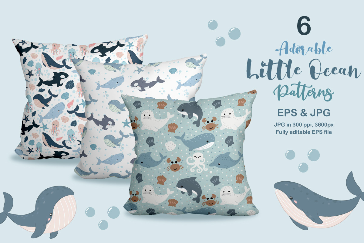 Little Ocean Seamless Patterns Set, a Pattern Graphic by DrawStudio1988 (Photo 2 of 9)