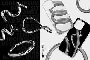 Chrome Y2K Abstract 3D Objects