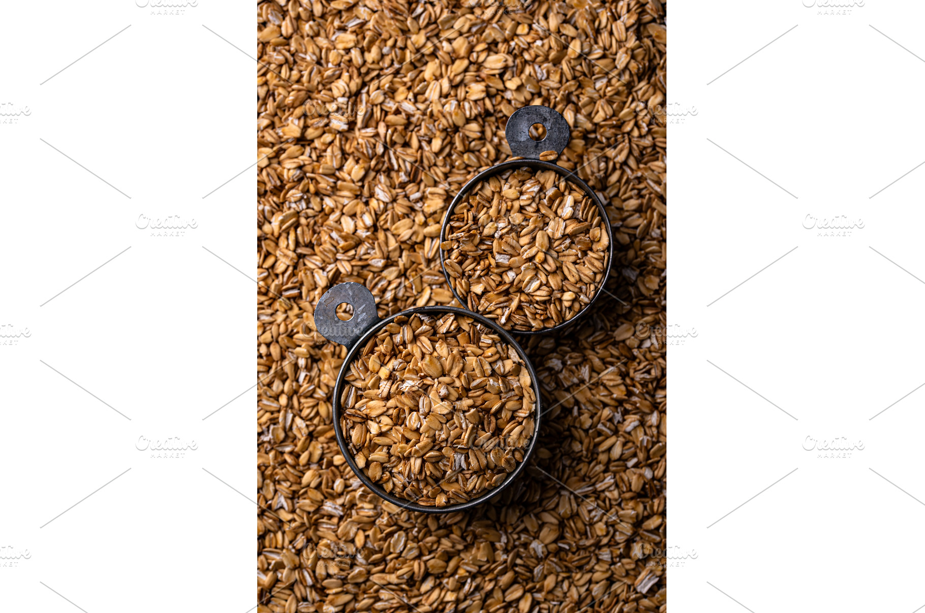 Texture of golden oats in metal, a Food & Drink Photo by Yulia Furman