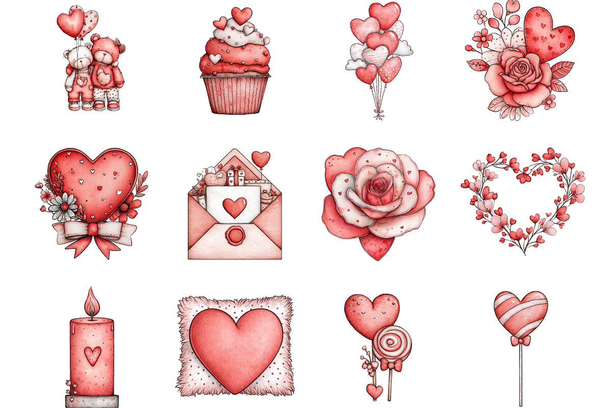 30 Valentine's Sublimation Clipart, an Illustration by Designking (Photo 3 of 5)