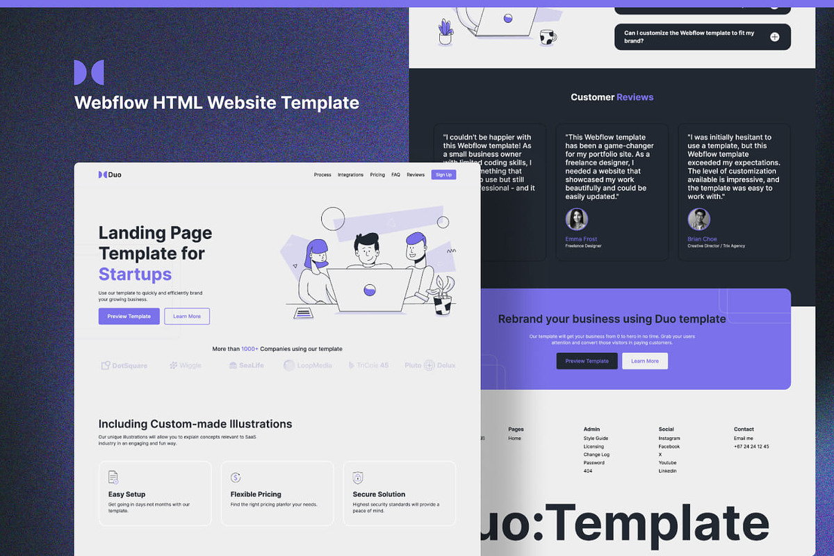 Duo - Webflow Template for Startups, a Landing Page Template by Toms Design (Photo 1 of 5)