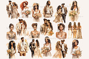 Black Bride and Groom Clipart, a Person Illustration by GlamArtZhanna (Thumbnail 2 of 5)