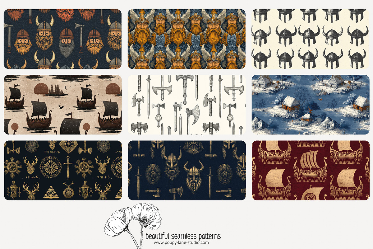 80 Viking seamless pattern, a Pattern Graphic by Poppy Lane Studio (Photo 6 of 11)