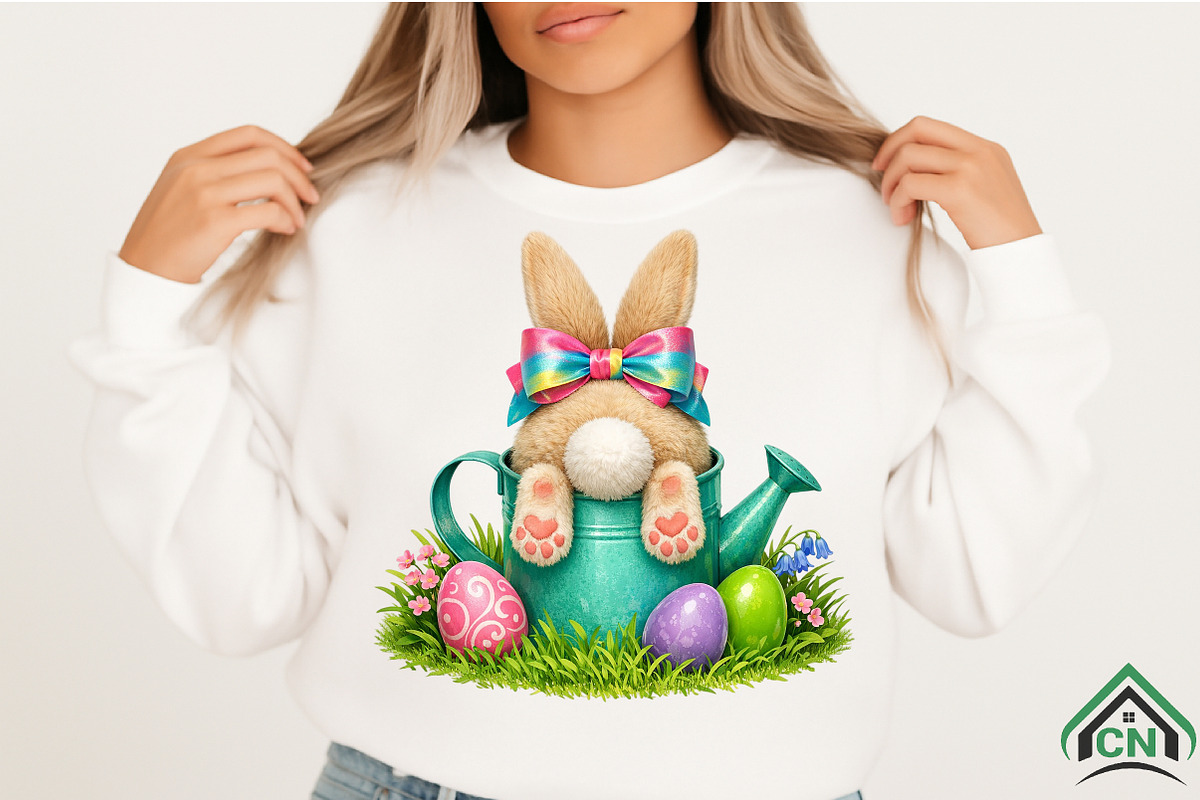 Easter Bunny Garden Clipart PNG, an Illustration by Craft Nest (Photo 2 of 4)