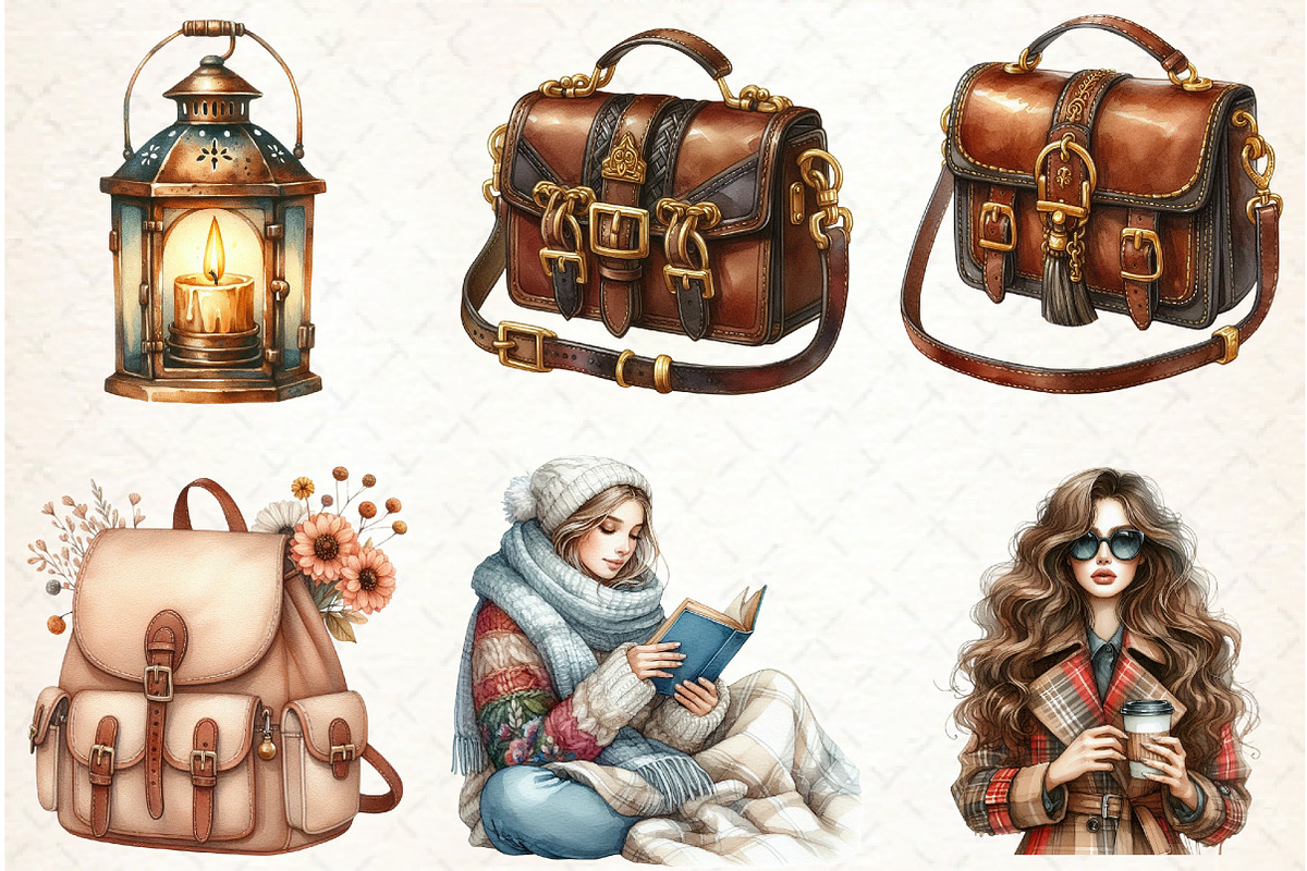 Autumn Clipart Cozy Fall Clipart 01, an Illustration by Libby Wishes (Photo 3 of 7)