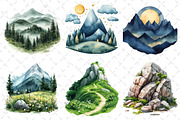 Watercolor Mountain Clipart PNG, an Illustration by Dream Creation (Thumbnail 2 of 6)