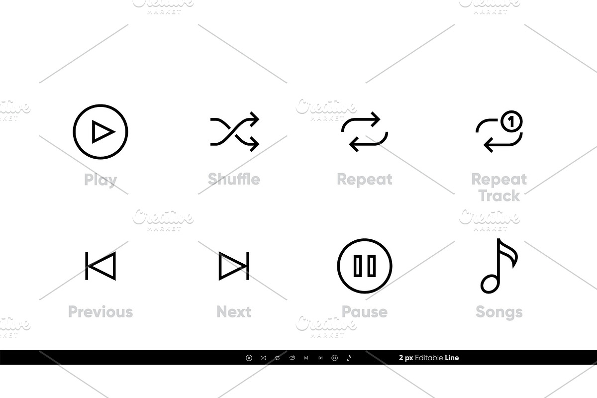 Songs and Music Control UI icons, a Technology Illustration by theungsys