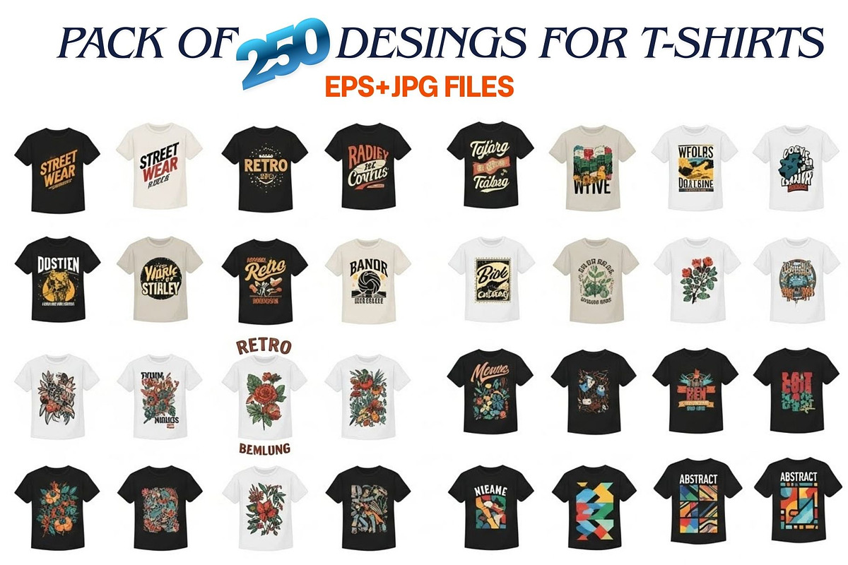 Print Collection 250 T-Shirt Designs, a Decorative Illustration by Crox Studio | Digital (Photo 3 of 7)