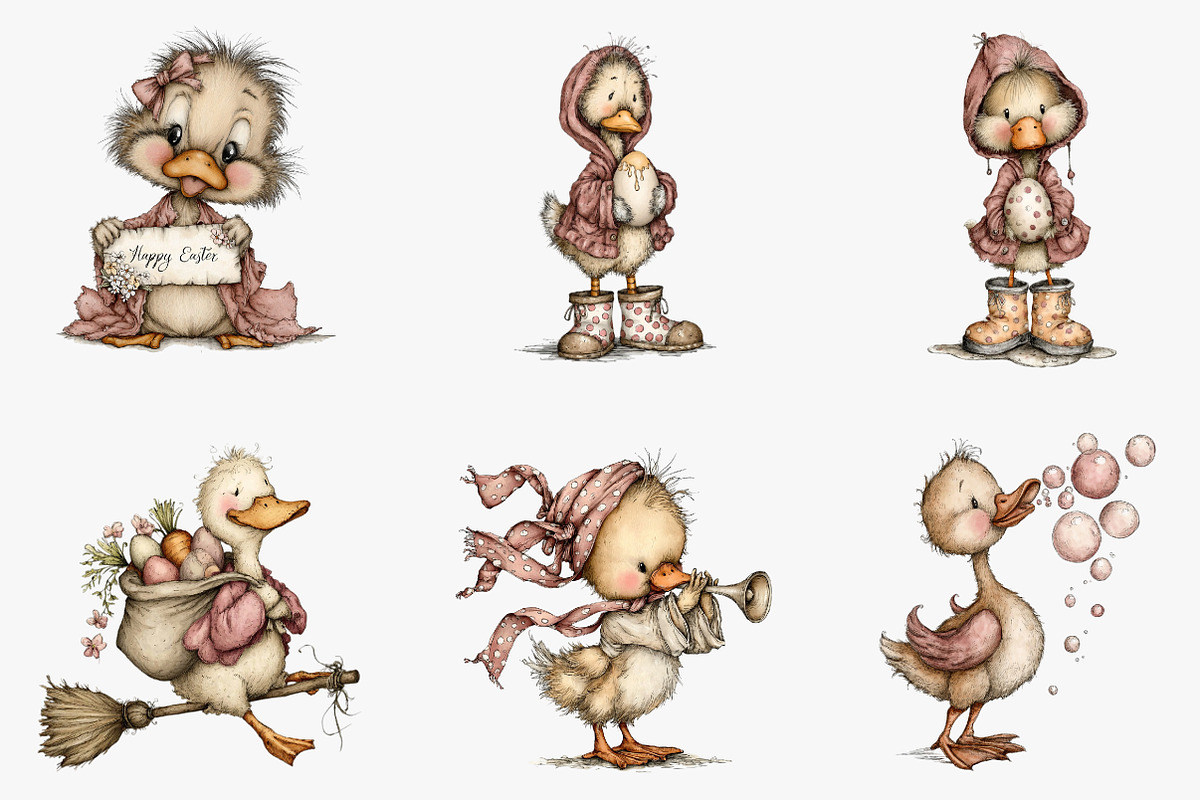 Whimsical happy easter duck clipart, an Illustration by CreationArt (Photo 5 of 5)