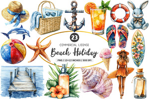 Beach Holiday Sublimation Clipart, an Illustration by SinaCreation