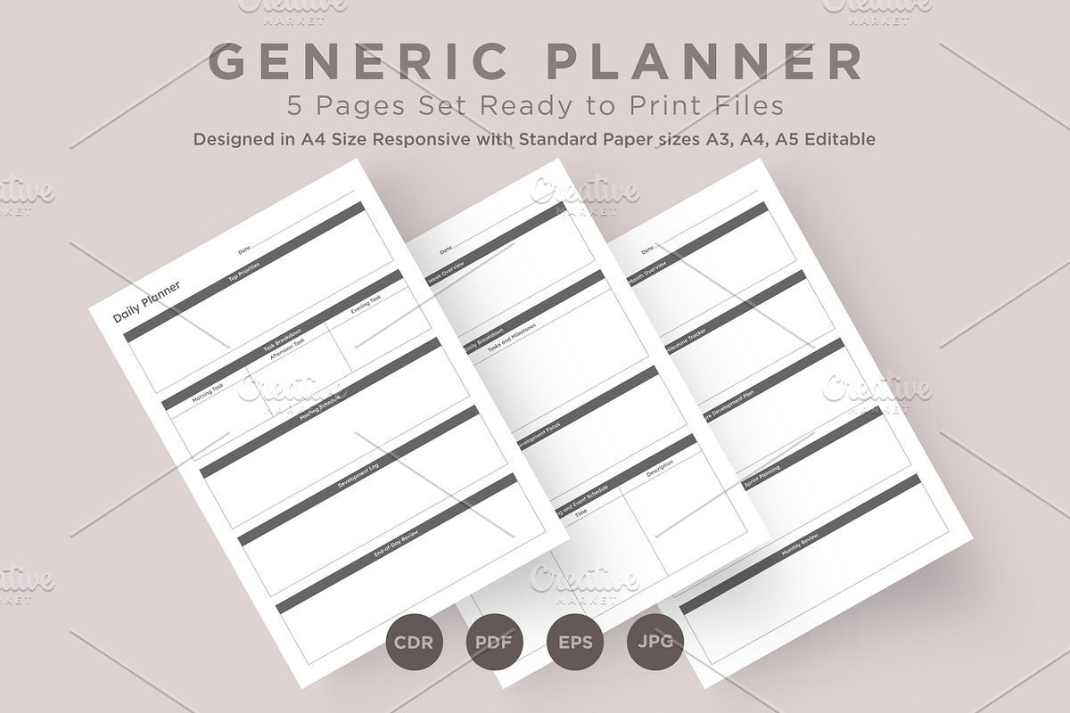 Generic Planning Pages Set V-04, a Stationery Template by shahsoft (Photo 1 of 3)