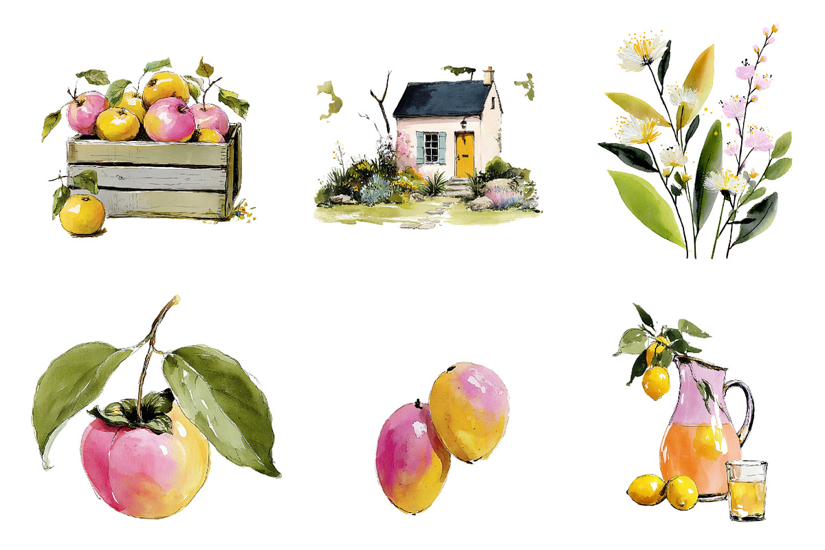 Orchard Watercolor Clipart Collectio, an Illustration by CreationArt (Photo 3 of 6)