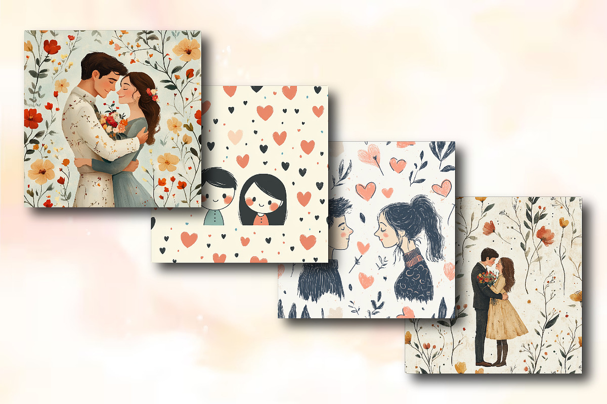Cute Couples Pattern Digital paper, a Background Photo by RobertsArt (Photo 4 of 5)