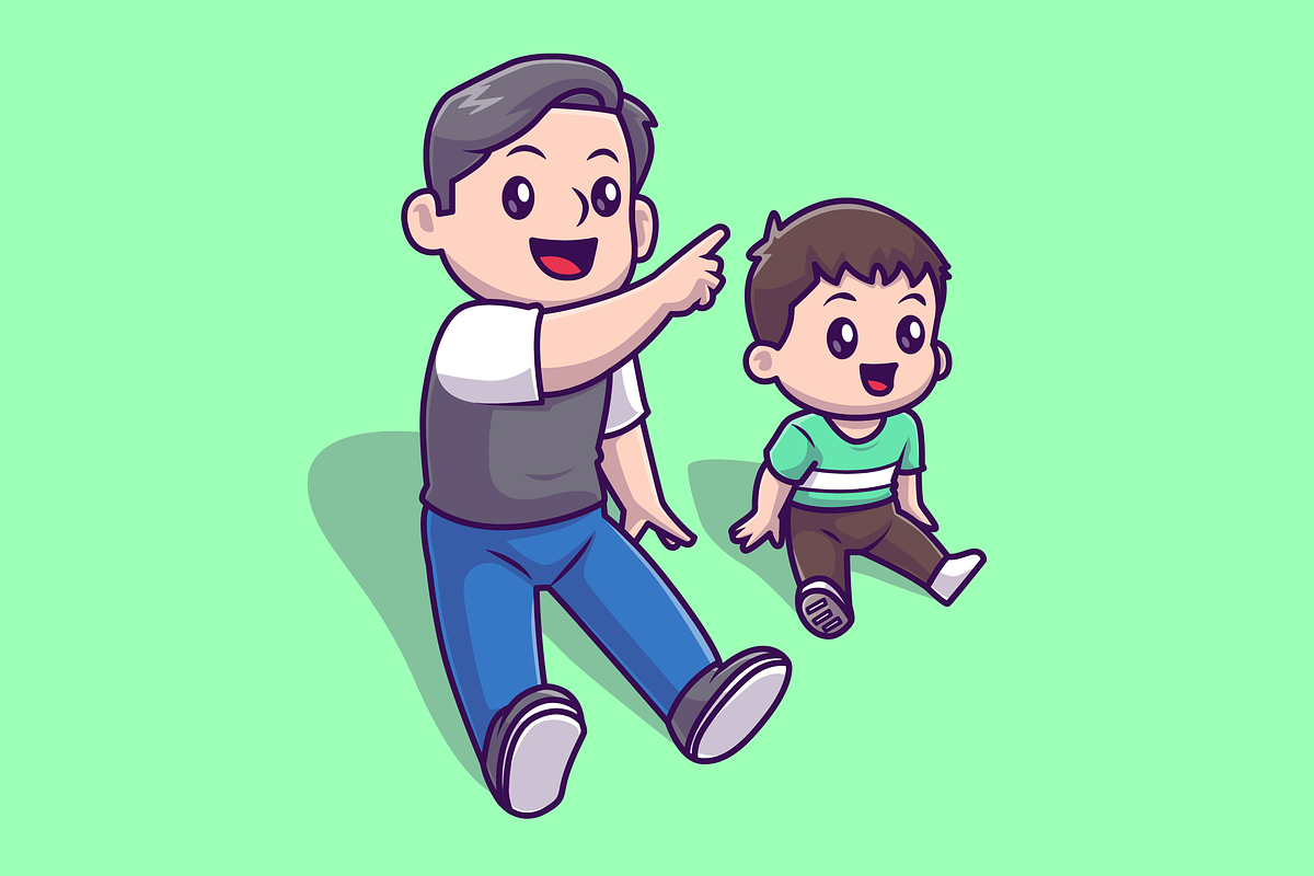 Cute Father And Son Sitting Together, a Person Illustration by Catalyst Labs