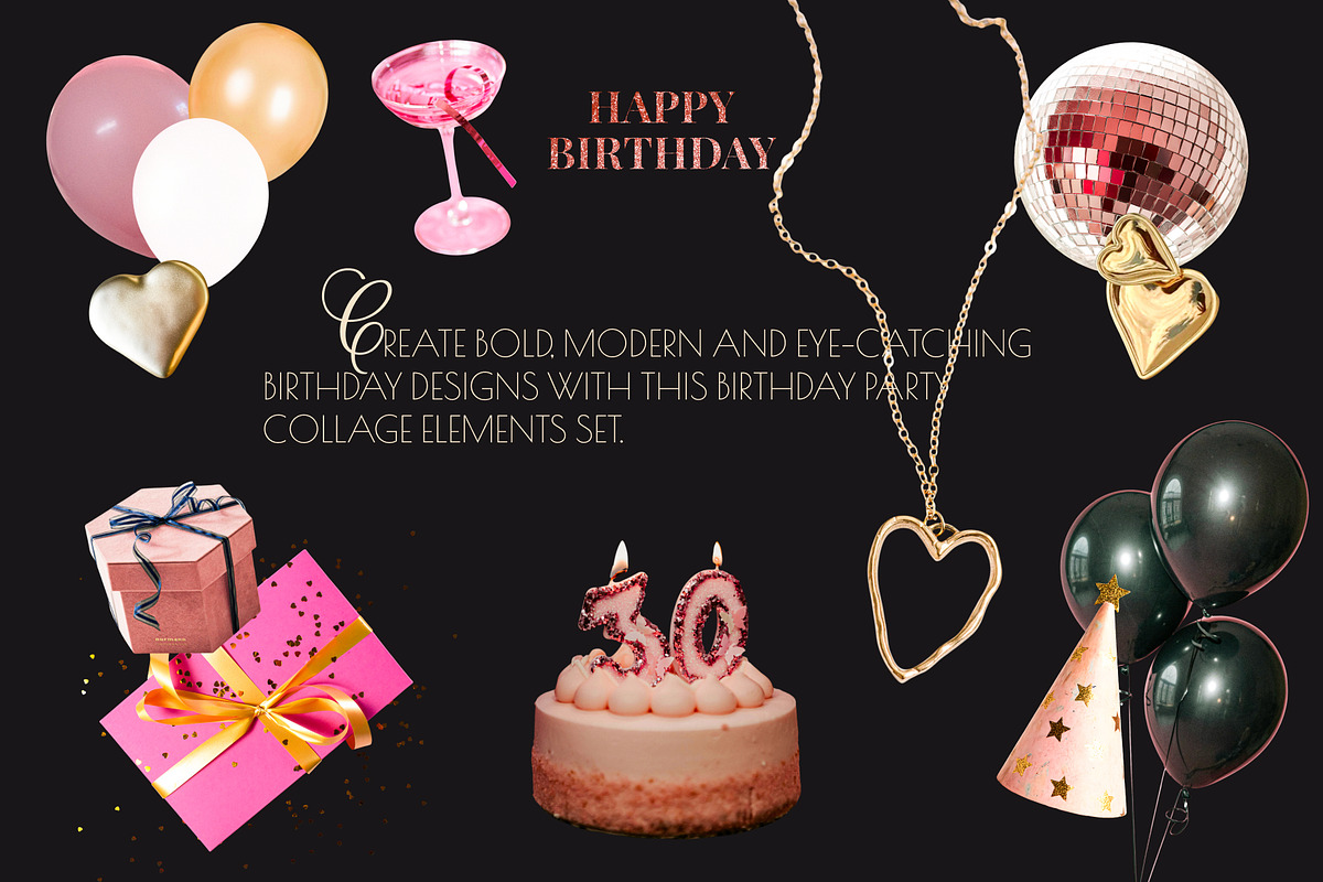Birthday Party Collage Elements, an Object Graphic by Anzhelika (Photo 4 of 10)